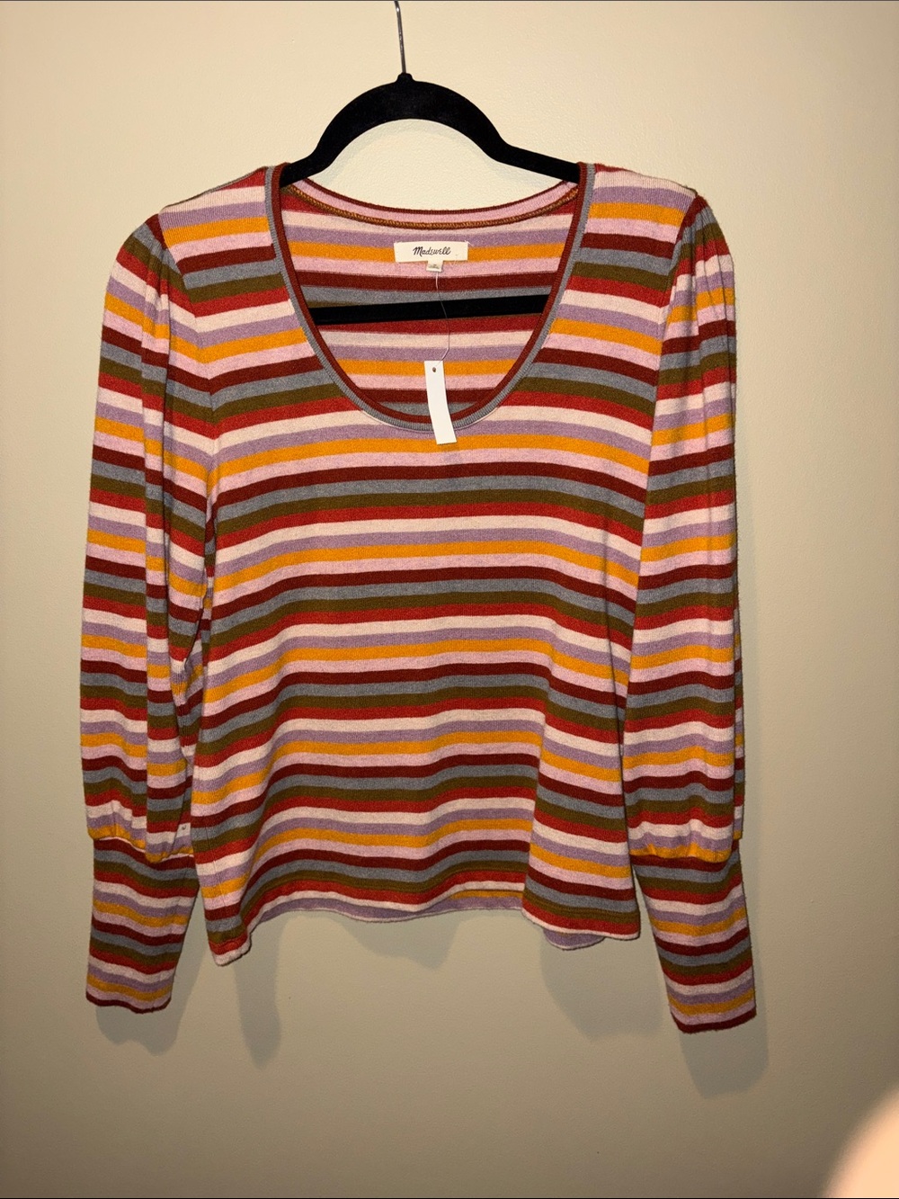 Madewell | Multicolor Striped Long-Sleeve Scoop Neck Top